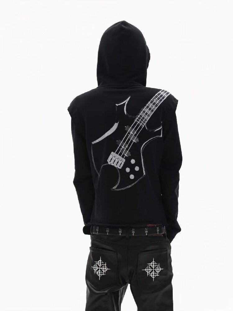 Silver Foil Dark Metallic Zip Hoodie【s0000018363】