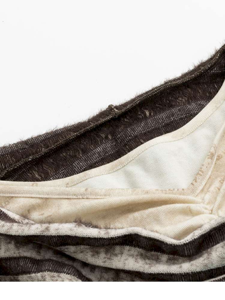 Striped Distressed Hooded Top【s0000014674】