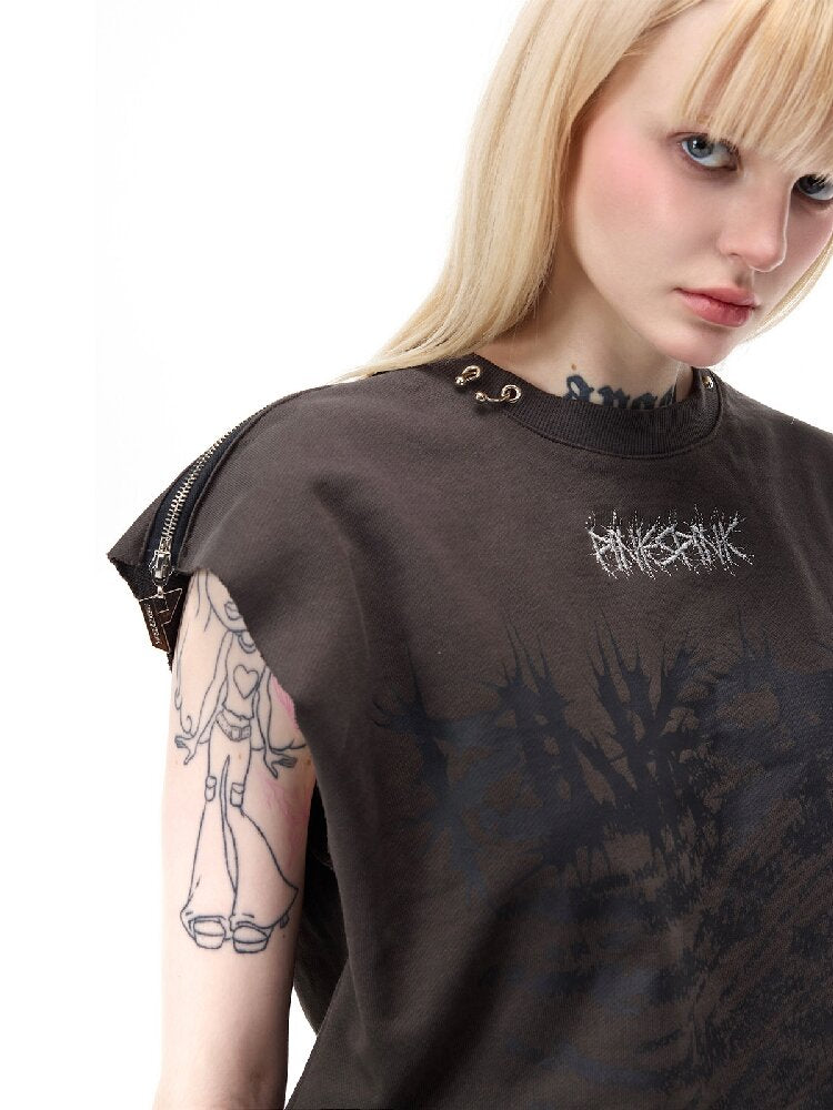 Thorn Print Patchwork Tank Top【s0000017717】