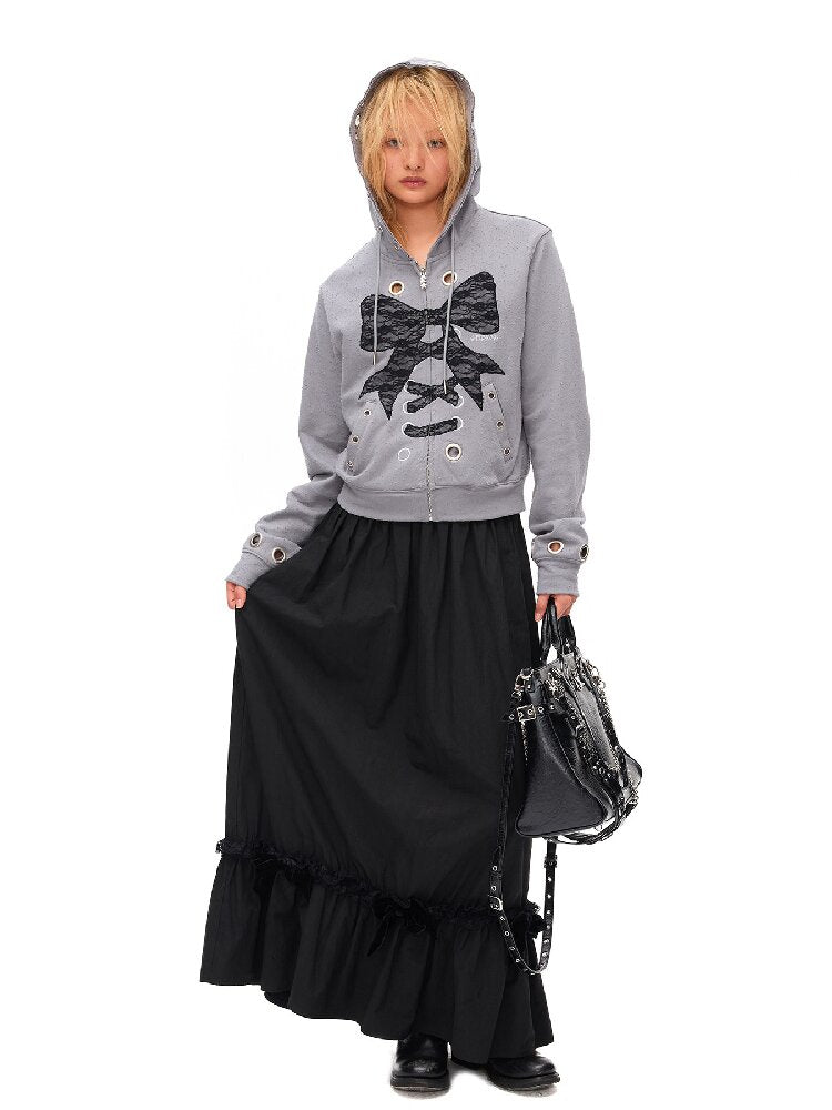 Velvet Bow Pleated Maxi Skirt【s0000016499】