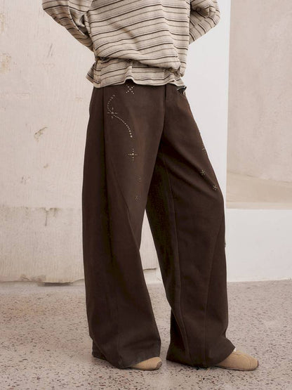 Imitation hot diamond straight loose trousers【s0000014385】