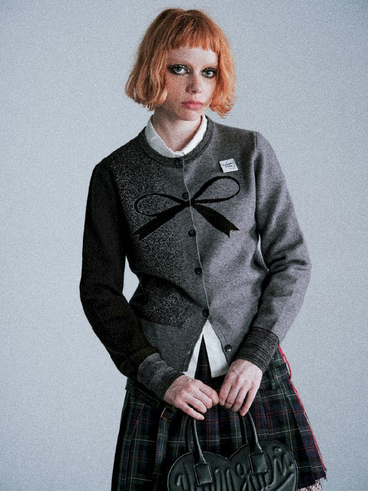 H-shape college style knit cardigan【s0000005396】