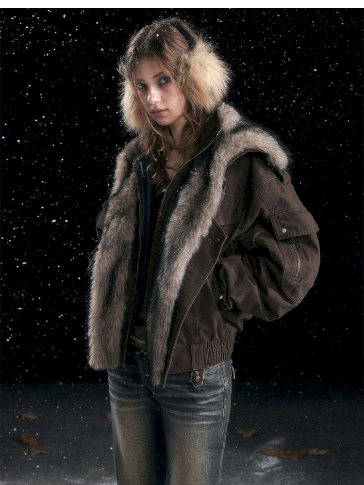 Vintage Distressed Flying Padded Jacket【s0000014673】