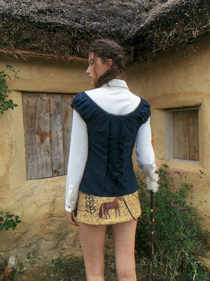 Blue Plaid Polka Dot Long Shirt【s0000014902】