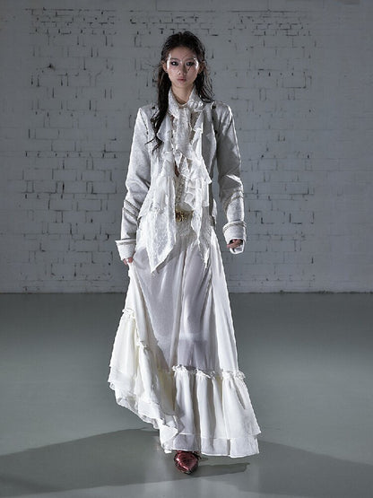 Streamer Snood Chiffon Leather Jacket【s0000015942】