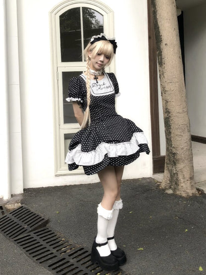 Puff Sleeve Star Polka Dot Dress【s0000016891】