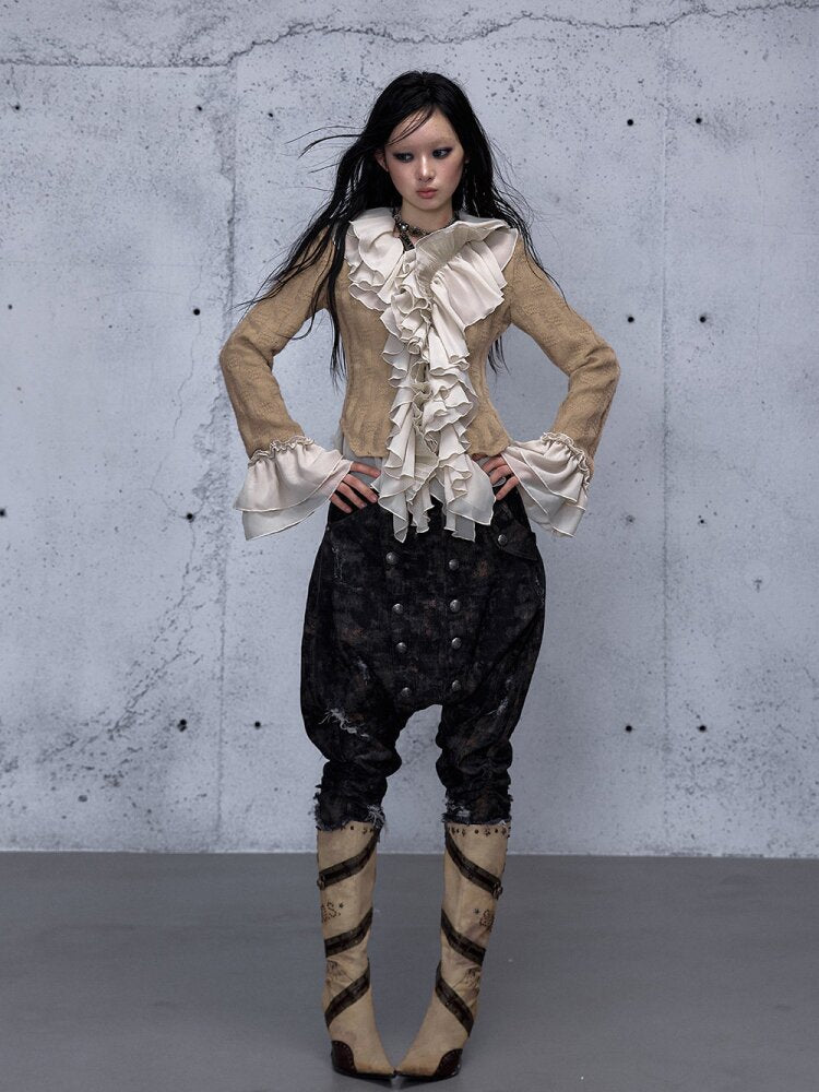 Washed Ripped Denim Harem Pants【s0000015549】