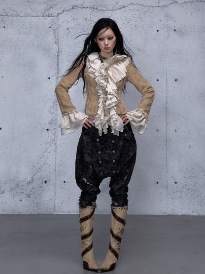 Washed Ripped Denim Harem Pants【s0000015549】