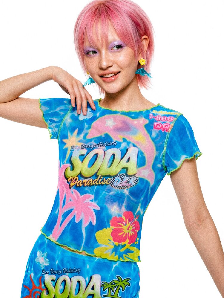 Mesh Short Sleeve Mermaid Dress【s0000017519】
