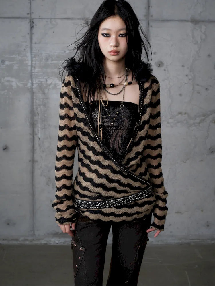 Two-Piece Set Striped Knit Top【s0000013953】