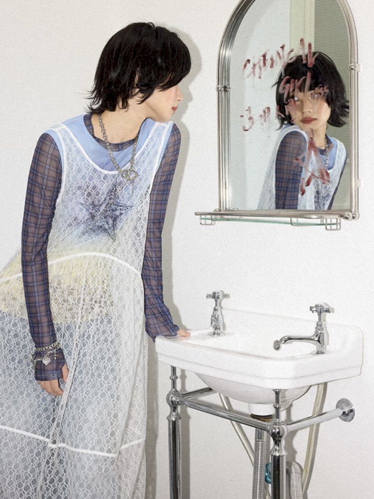 Starfish Printed Lace Hollow Out Dress【s0000012297】