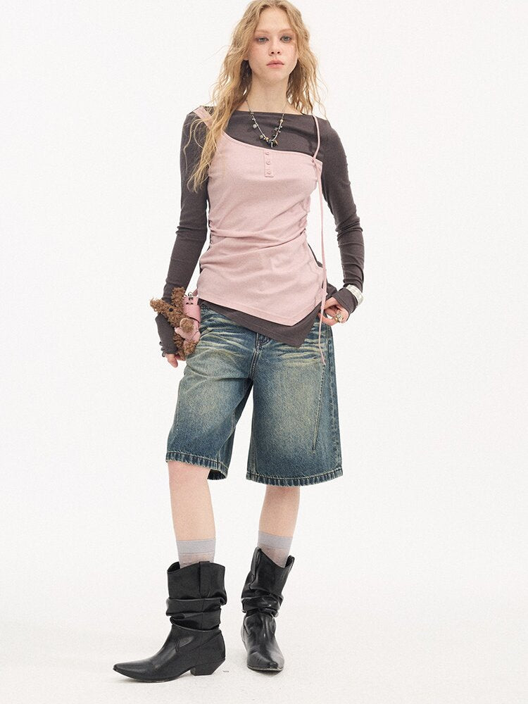 Tencel Wool Faux Two Piece Top【s0000015899】