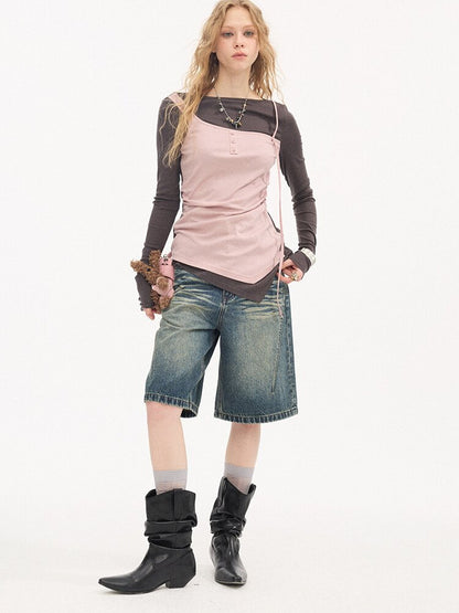 Tencel Wool Faux Two Piece Top【s0000015899】