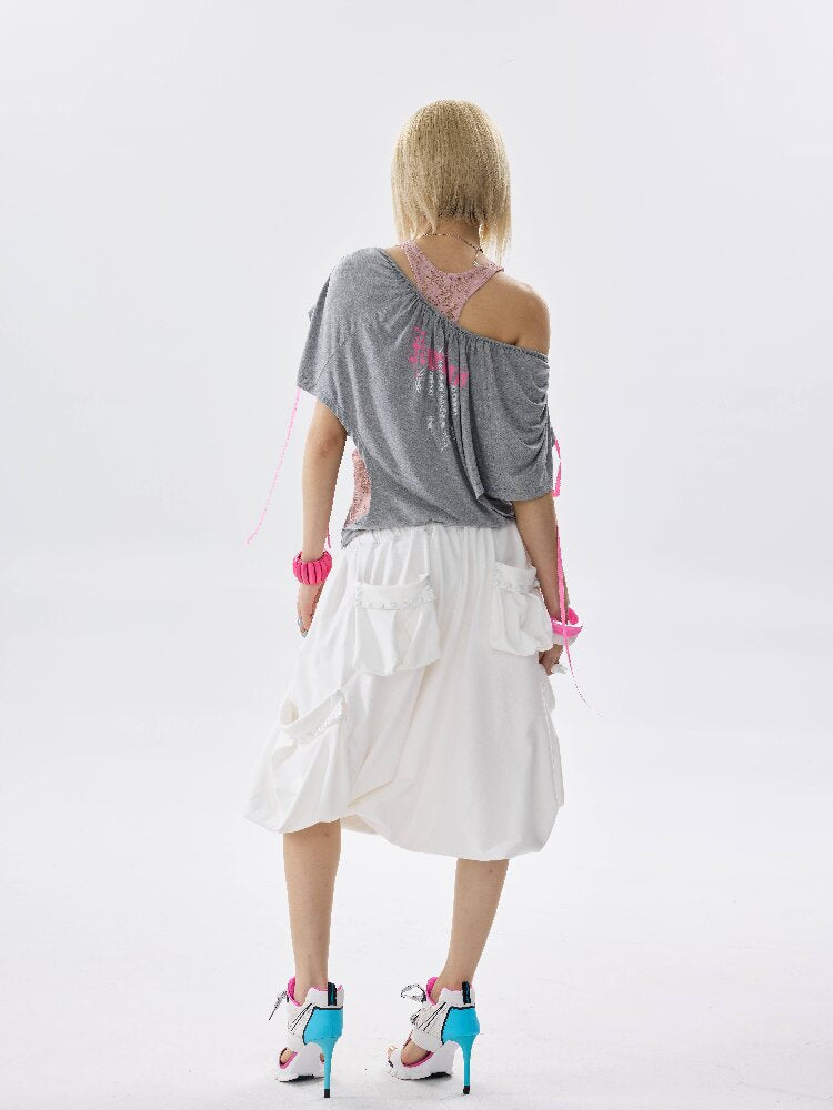 Two Piece Single Shoulder T Shirt【s0000017645】