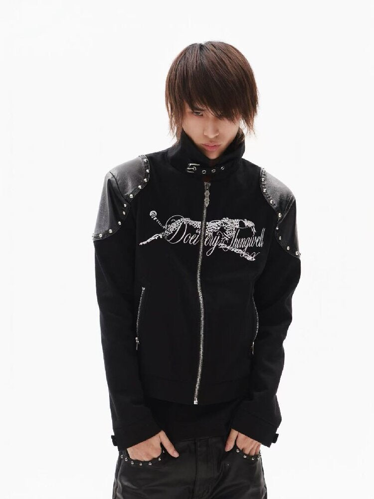Leather Armor Rivet Canvas Jacket【s0000018352】