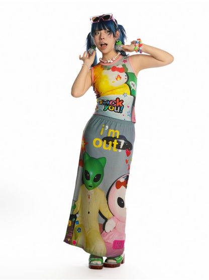 Y2K Stretch Casual Halter Long Skirt【s0000013521】