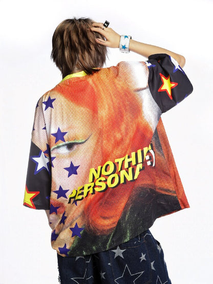 Ghostly Print Contrast T-shirt【s0000015887】