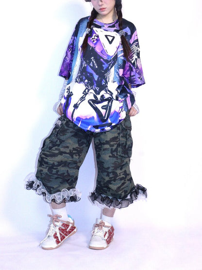 Cyber Mechanical Loose Crew Neck T Shirt【s0000017706】