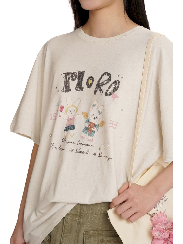 Soft collar worn Loose short-sleeved T-shirt【s0000012544】