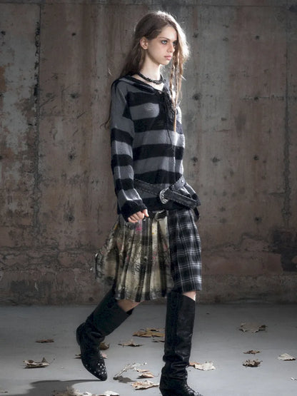 Checkered Belt Pleated Skirt【s0000013962】