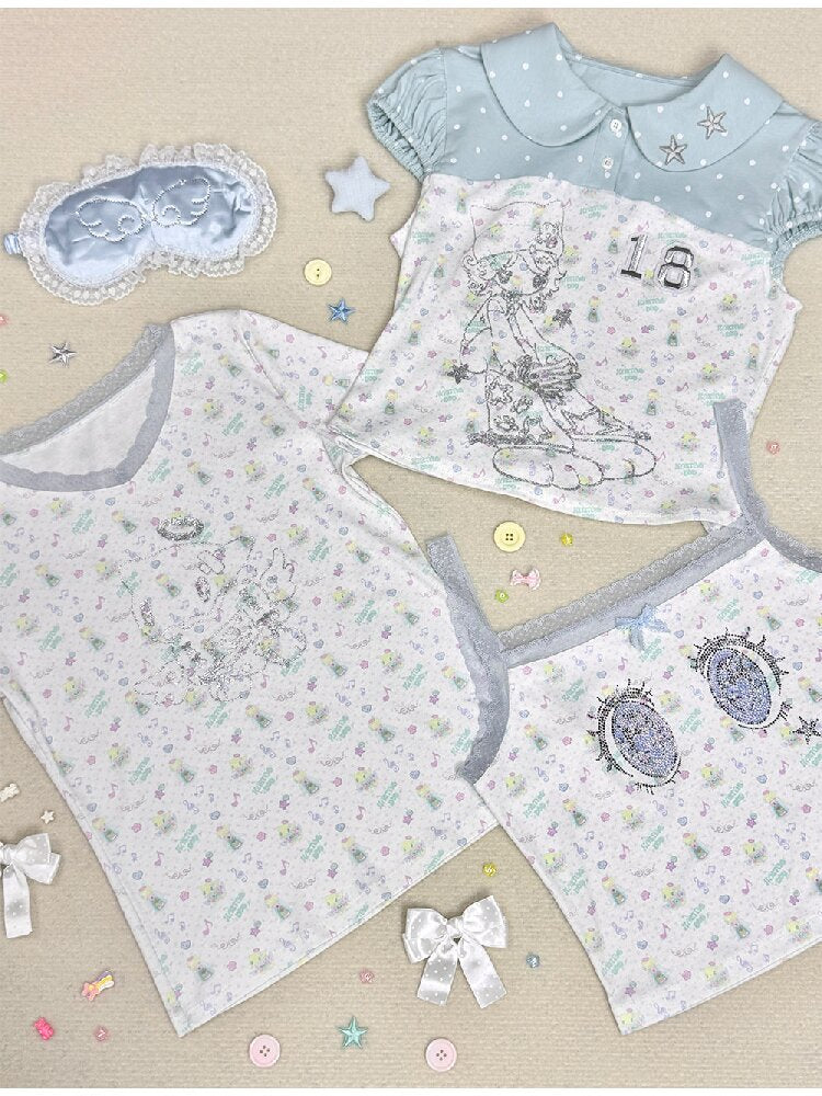 Floral V-Neck Mid-Sleeve Tee【s0000017133】