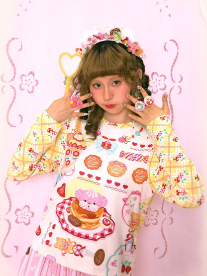 Sweet Print Yellow Checkered Contrast Base Layer【s0000014159】