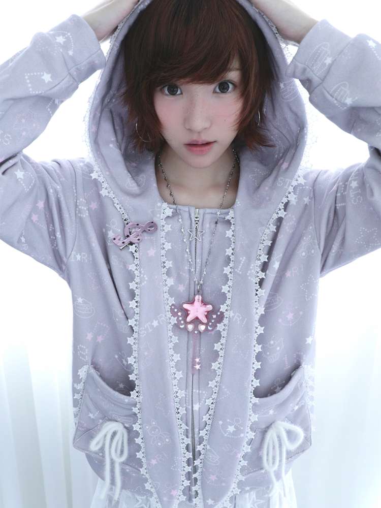 Ghost Horse Gray Rabbit Ear Hooded Sweatshirt【s0000014694】