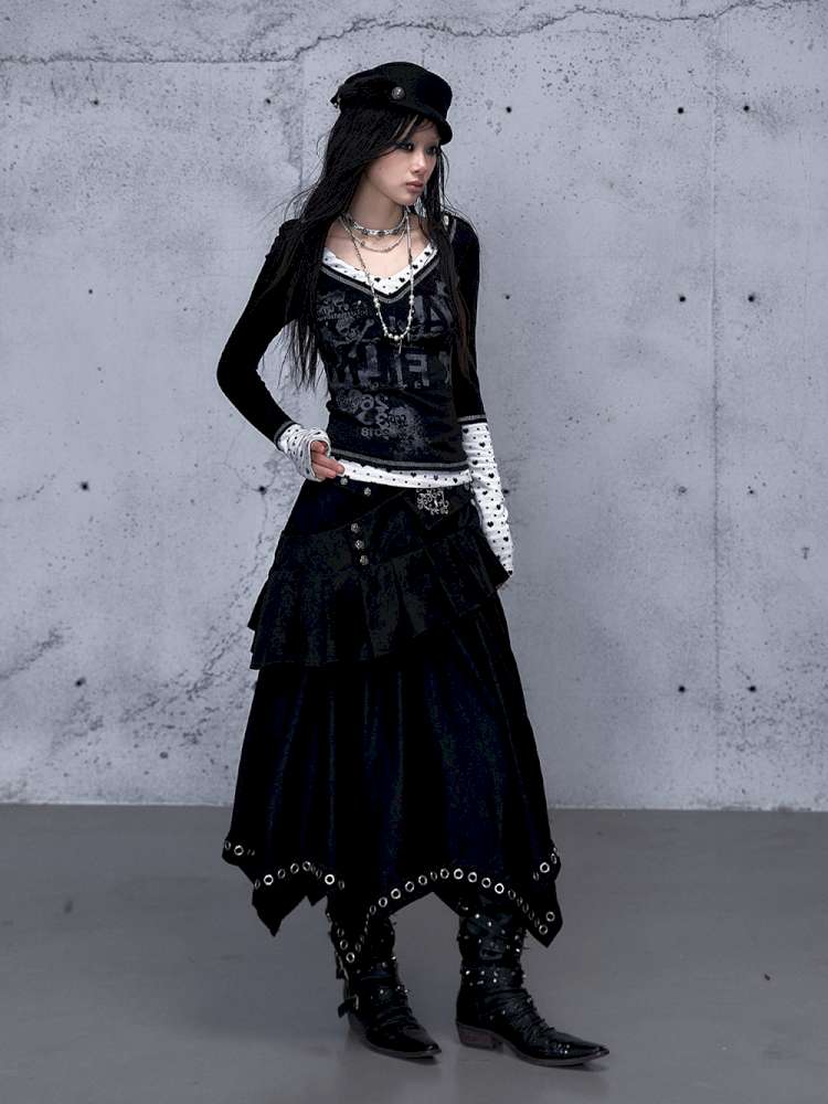 Dark Court Suede Irregular Skirt【s0000014919】