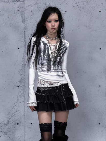 Lace Patchwork Hooded T-shirt【s0000015544】