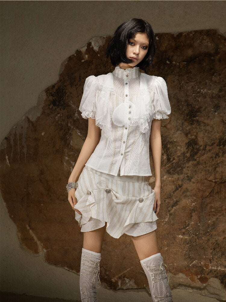 Court Style Dark Punk Puff Shirt【s0000016888】