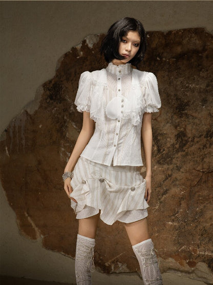 Court Style Dark Punk Puff Shirt【s0000016888】