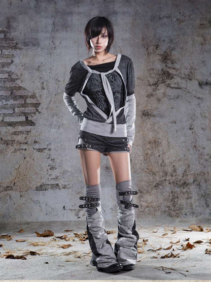 High-Stretch Printed Rhinestone Knit Top【s0000014490】