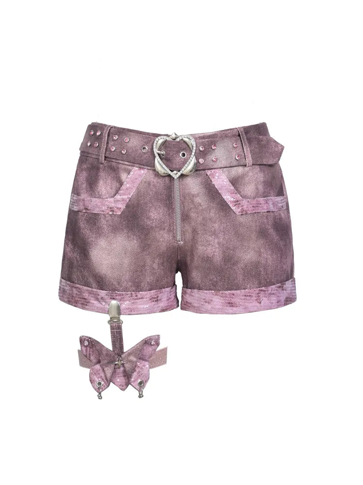 Butterfly Leg Chains Niche Denim Shorts【s0000014024】
