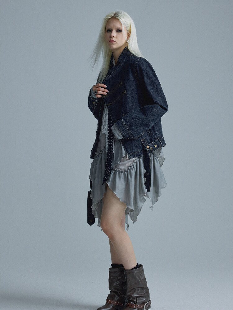 Distressed Texture Denim Jacket Top【s0000018545】