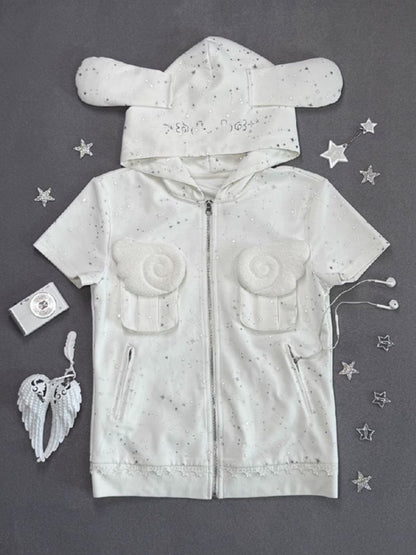 Hot Rhinestone White Vest Jacket【s0000012334】