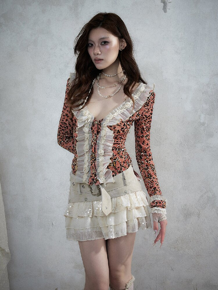 Baroque Leopard Mesh Lace Cardigan【s0000017993】