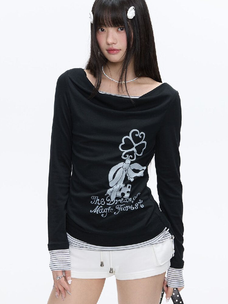 Soft Patchwork Collar Slim Top【s0000016385】