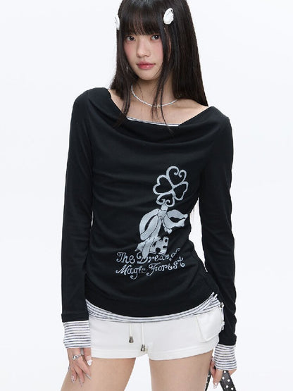 Soft Patchwork Collar Slim Top【s0000016385】