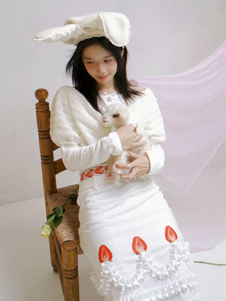 Draped Collar Bow Knitted Two-Piece Top【s0000014938】