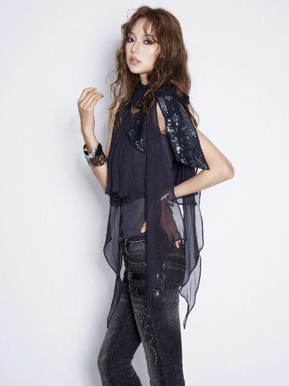 Mulberry Silk Sequin Vest Top【s0000017023】