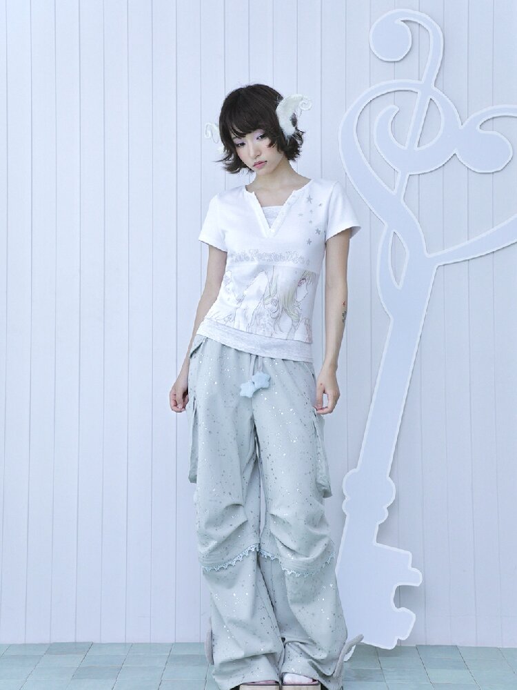 Teal Green Wings Cargo Pants【s0000016549】