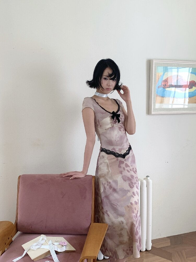 Vintage Pattern Lace Floral Dress【s0000018086】