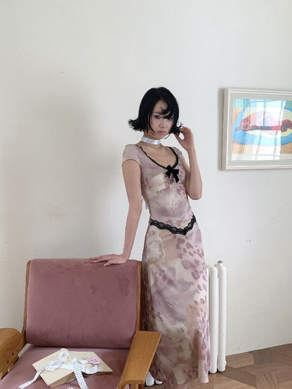 Vintage Pattern Lace Floral Dress【s0000018086】