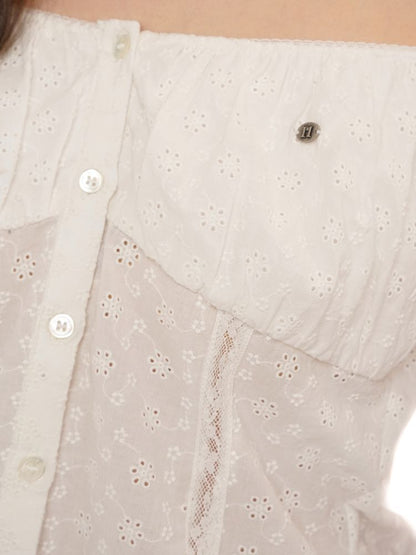 Stretch large neckline short-sleeved cardigan top【s0000013448】