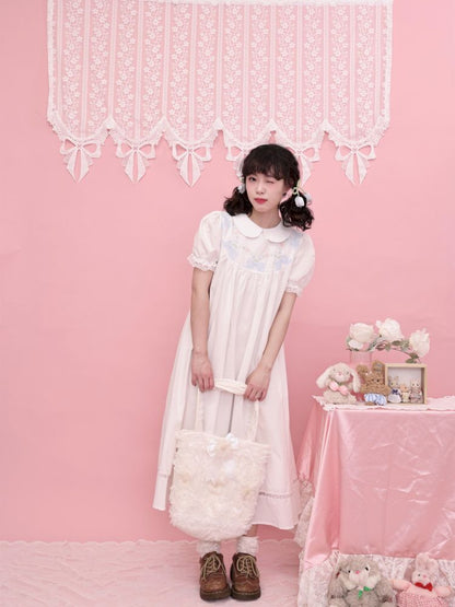 Embroidery sandwich cotton shoulder bag【s0000013499】