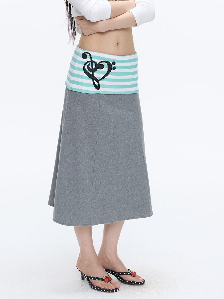 Color Blocking Striped Midi Skirt【s0000016383】