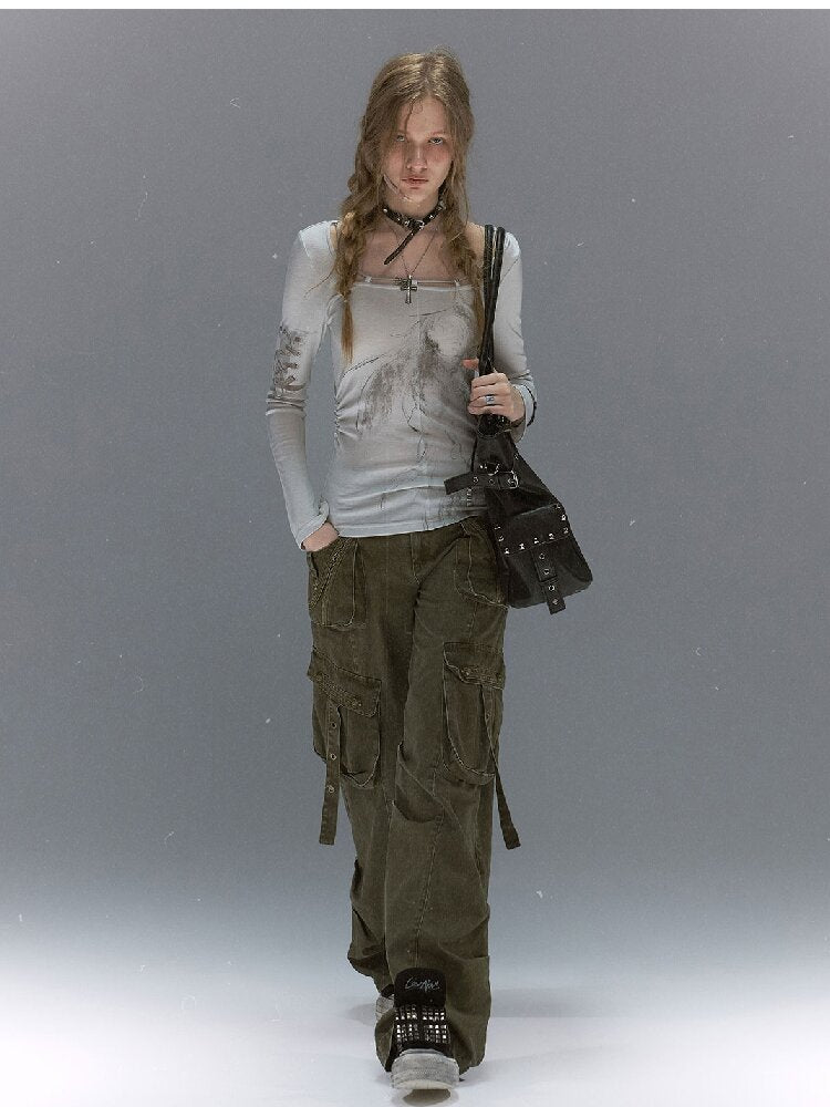 Double Waist Distressed Workwear【s0000017855】