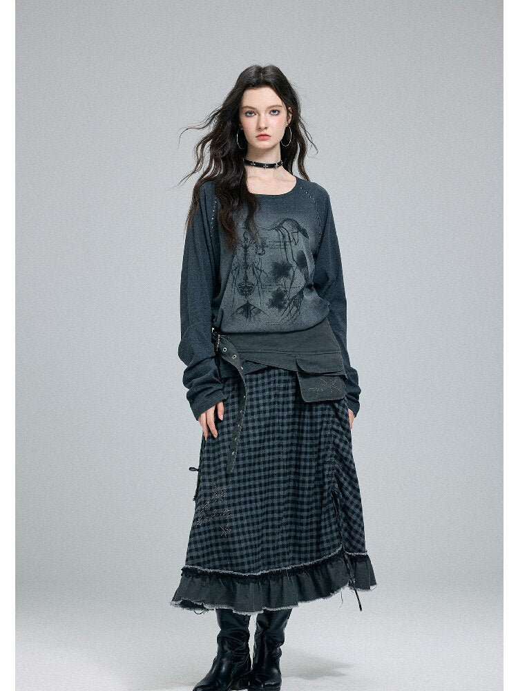 Washed Printed Rivet Knitted Top【s0000016261】