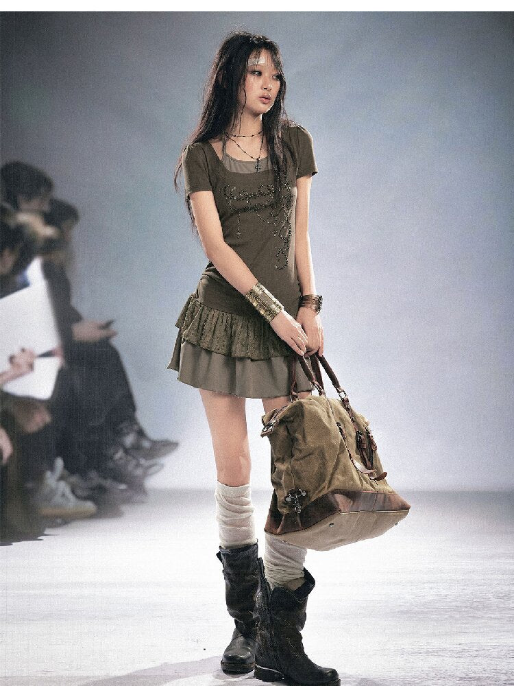 Studded Lace Stitching Slip Dress【s0000016218】