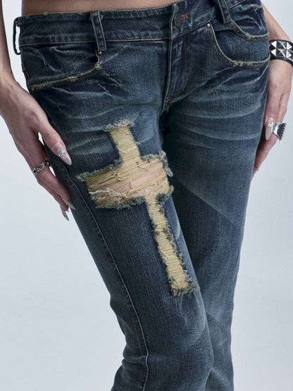 Slim Wash Distressed Bell Bottom【s0000014661】